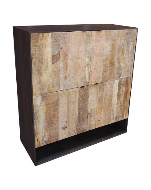 Buffet haut design bois bicolore manguier kabir naturel - 100x40x110 cm
