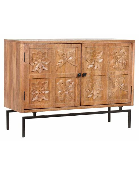 Buffet sculpté 2 portes manguier Sculpture naturel - 112x40x80 cm