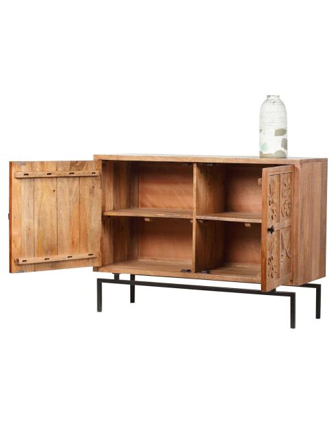 Buffet sculpté 2 portes manguier Sculpture naturel - 112x40x80 cm
