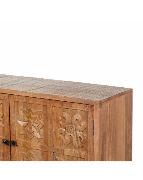 Buffet sculpté 2 portes manguier Sculpture naturel - 112x40x80 cm