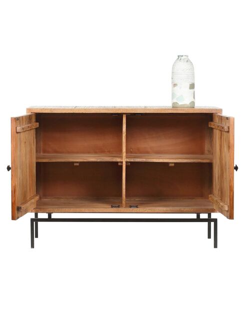 Buffet sculpté 2 portes manguier Sculpture naturel - 112x40x80 cm