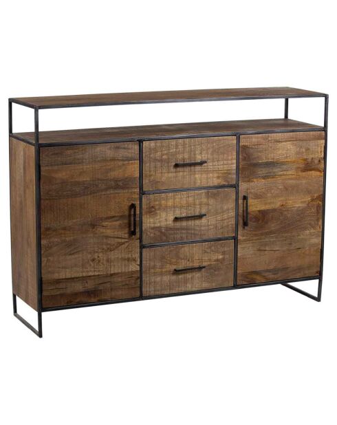 Buffet 2 portes 3 tiroirs manguier stockholm naturel ciré - 150x40x105 cm
