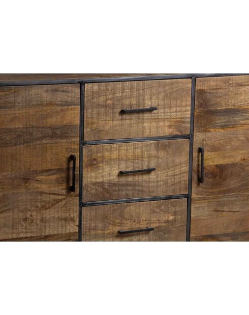 Buffet 2 portes 3 tiroirs manguier stockholm naturel ciré - 150x40x105 cm
