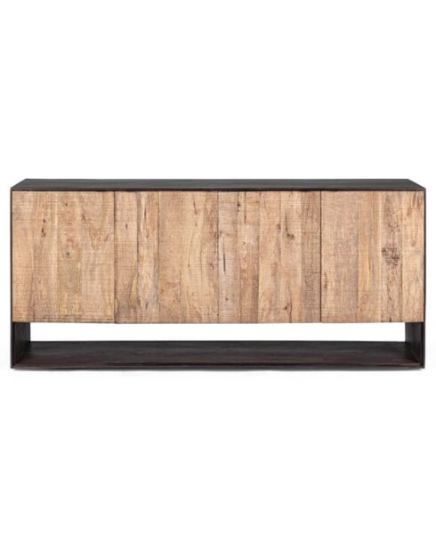 Buffet bas design bois bicolore manguier kabir naturel/noir - 170x40x75 cm