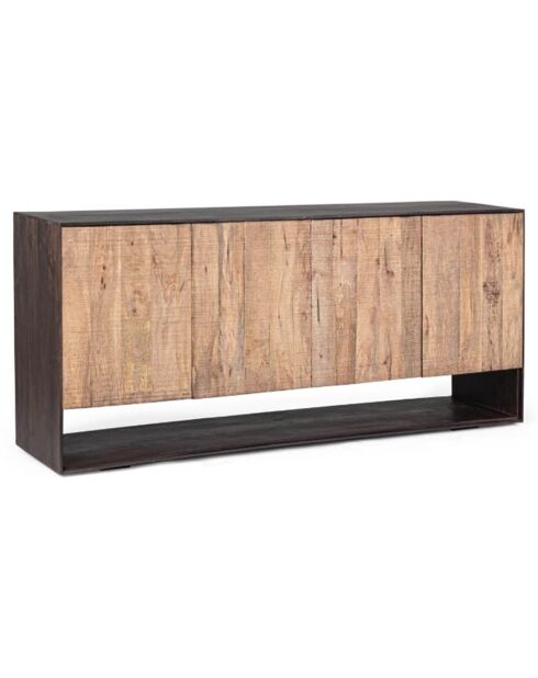 Buffet bas design bois bicolore manguier kabir naturel/noir - 170x40x75 cm