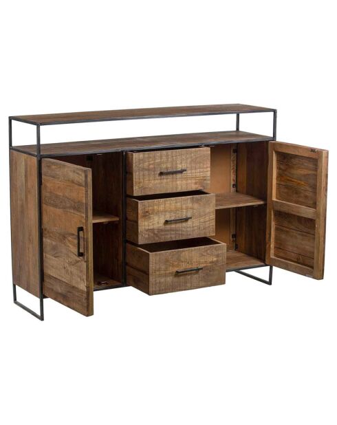 Buffet 2 portes 3 tiroirs manguier stockholm naturel ciré - 150x40x105 cm