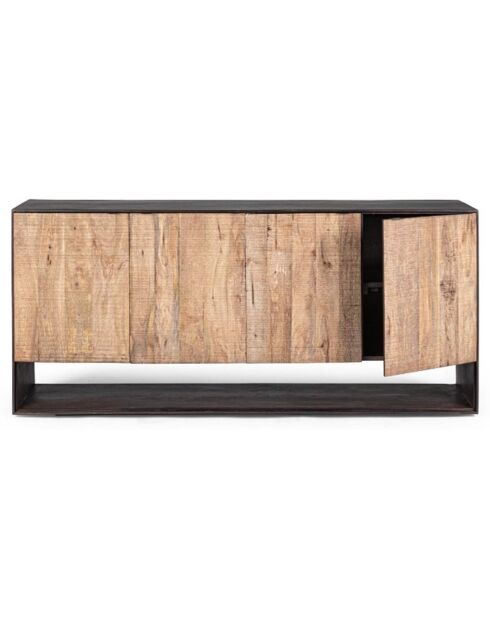 Buffet bas design bois bicolore manguier kabir naturel/noir - 170x40x75 cm