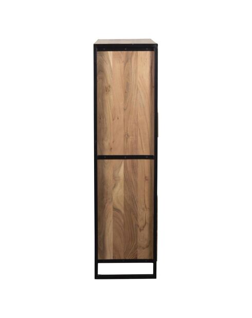 Hoog dressoir, 2 deuren, 2 laden, acacia, vlaggetje, bruin - 120x40x150 cm