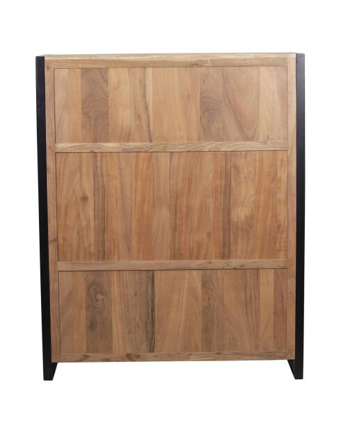 Hoog dressoir, 2 deuren, 2 laden, acacia, vlaggetje, bruin - 120x40x150 cm