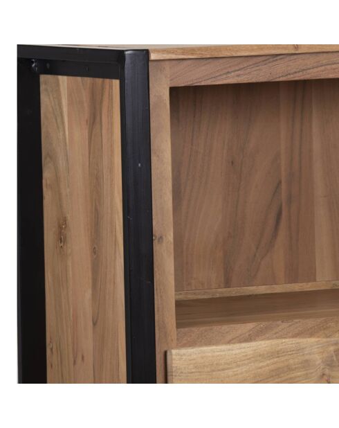 Hoog dressoir, 2 deuren, 2 laden, acacia, vlaggetje, bruin - 120x40x150 cm