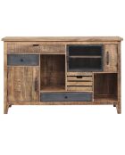Buffet 3 portes 4 tiroirs manguier farm brun/miel - 135x40x85 cm