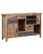 Buffet 3 portes 4 tiroirs manguier farm brun/miel - 135x40x85 cm