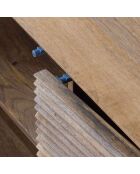 Laag dressoir uit hout gesneden met geometrisch patroon mangohout maglan naturel/zwart - 170x45x80 cm