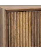 Laag dressoir uit hout gesneden met geometrisch patroon mangohout maglan naturel/zwart - 170x45x80 cm