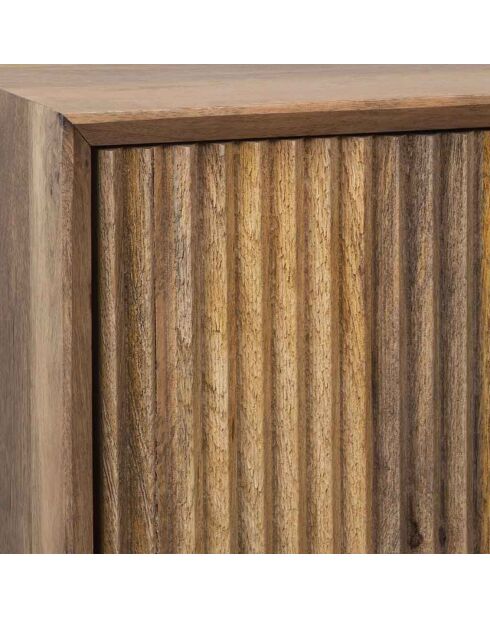 Laag dressoir uit hout gesneden met geometrisch patroon mangohout maglan naturel/zwart - 170x45x80 cm