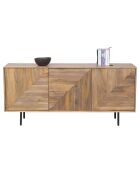 Laag dressoir uit hout gesneden met geometrisch patroon mangohout maglan naturel/zwart - 170x45x80 cm