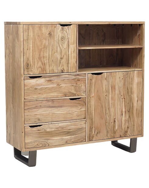 buffet haut bois acacia forest brut - 140x45x140 cm
