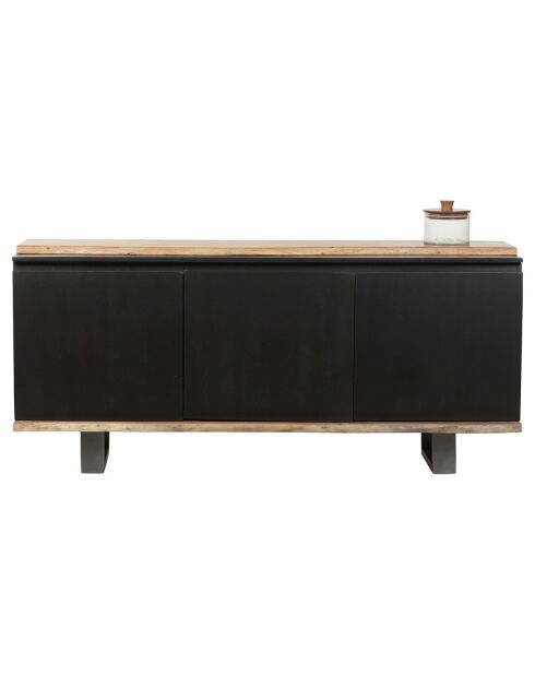 Buffet 3 portes acacia black marron - 160x42x72 cm