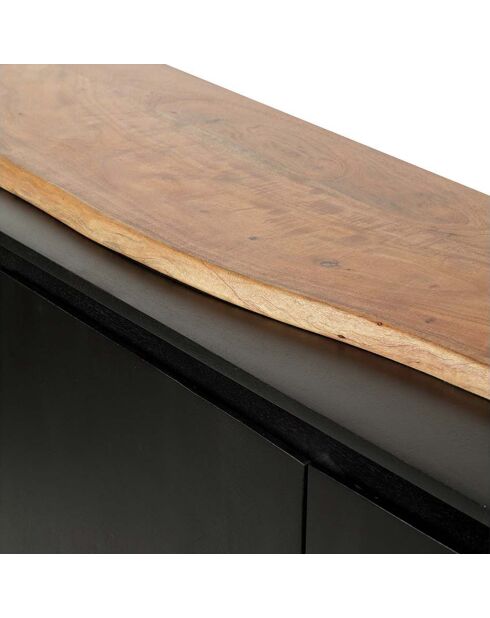 Buffet 3 portes acacia black marron - 160x42x72 cm