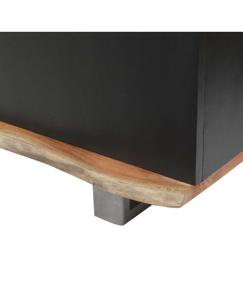 Buffet 3 portes acacia black marron - 160x42x72 cm