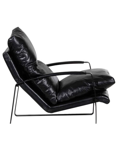 Fauteuil cuir damo noir- 63x99x99 cm