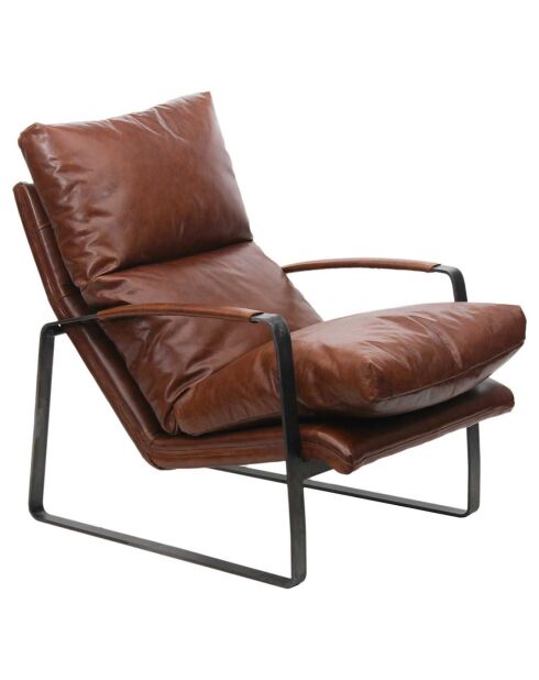 Fauteuil cuir damo marron - 63x99x99 cm