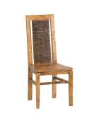 Chaise bois sculpté bicolore acacia maya brun/miel - 45x43x103 cm