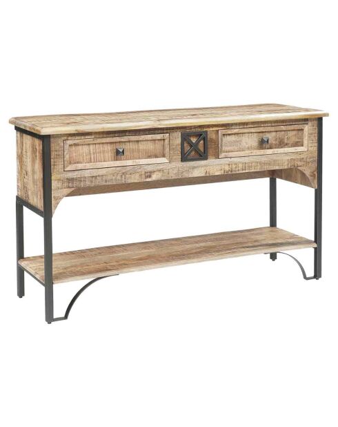 Console 2 tiroirs manguier pondicherry marron - 130x40x75 cm
