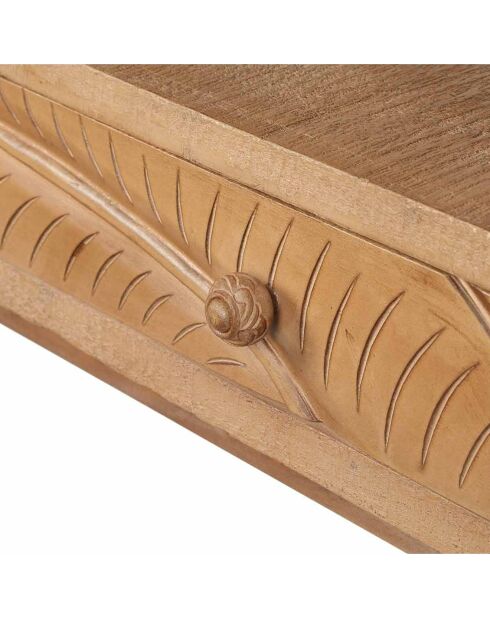 Console sculptée 2 tiroirs manguier floria marron - 130x70x45 cm