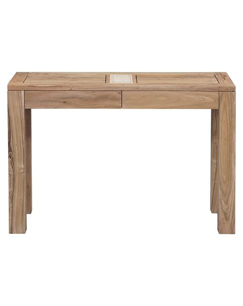 Console bois nature plateau cannage acacia tatoo naturel - 110x40x75 cm