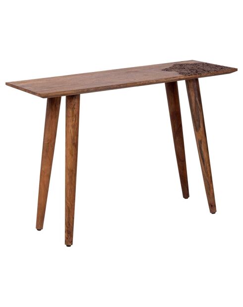 Console plateau sculpté bois massif manguier adir miel clair - 110x40x76 cm