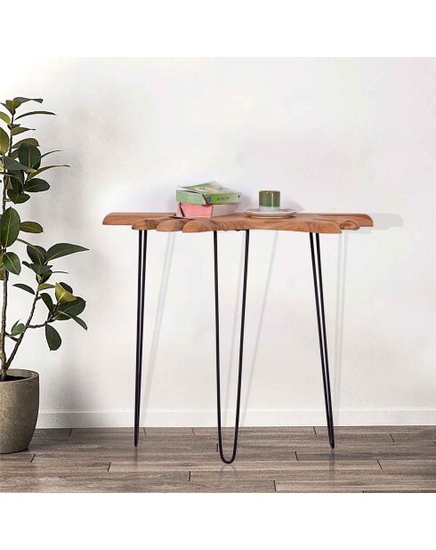 Console plateau bois brut acacia racine naturel - 100x50x90 cm