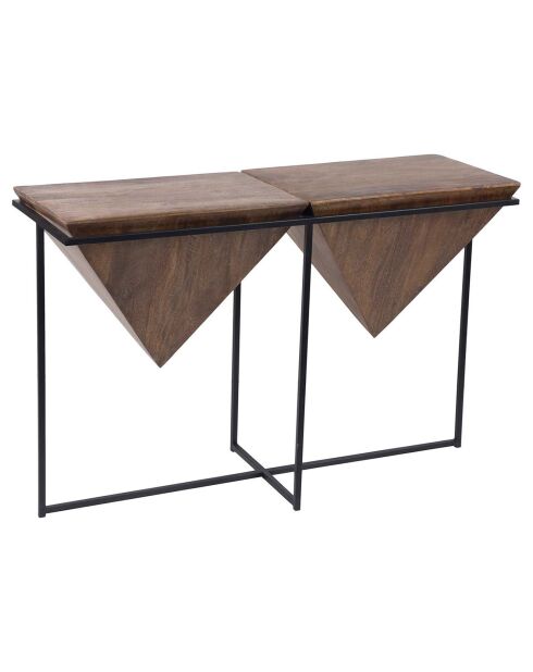 Console pyramide bois et métal acacia sirocco marron - 115x40x77 cm