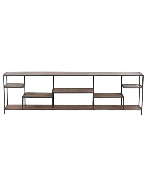 Etagere basse industrielle manguier stockholm naturel ciré - 210x35x60 cm