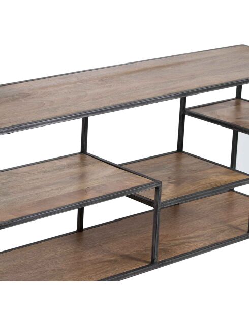 Etagere basse industrielle manguier stockholm naturel ciré - 210x35x60 cm