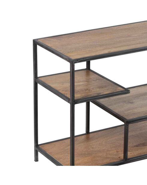 Etagere basse industrielle manguier stockholm naturel ciré - 210x35x60 cm