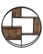 Etagere bois metal ronde manguier stockholm naturel ciré - 80x16x80 cm