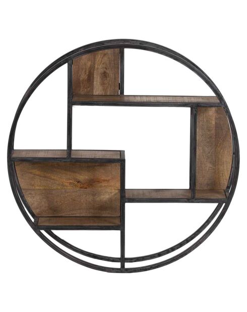 Etagere bois metal ronde manguier stockholm naturel ciré - 80x16x80 cm