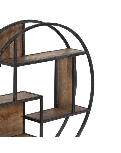 Etagere bois metal ronde manguier stockholm naturel ciré - 80x16x80 cm