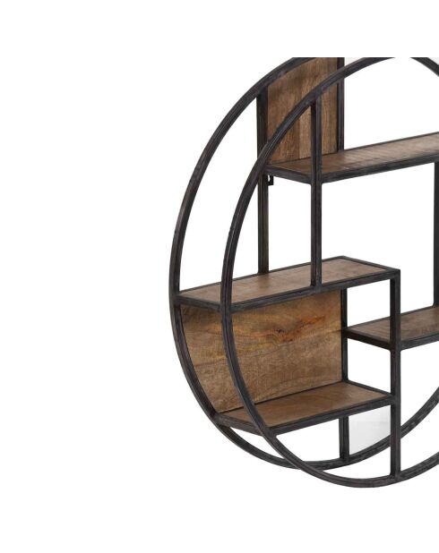 Etagere bois metal ronde manguier stockholm naturel ciré - 80x16x80 cm