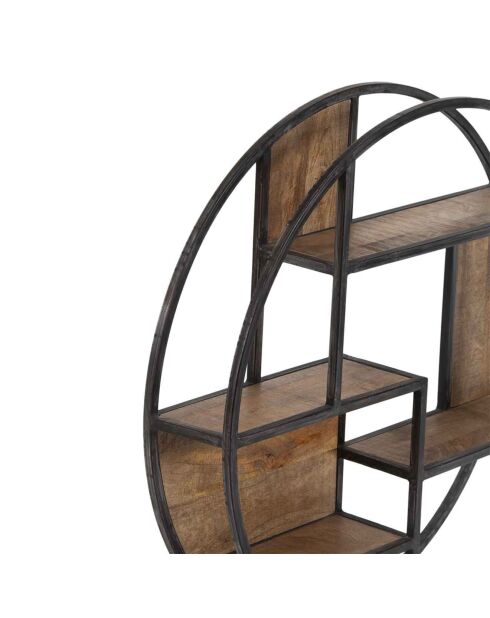Etagere bois metal ronde manguier stockholm naturel ciré - 80x16x80 cm