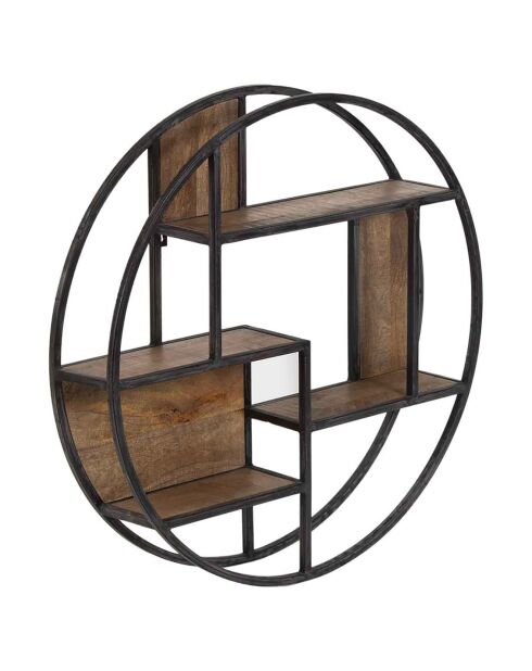 Etagere bois metal ronde manguier stockholm naturel ciré - 80x16x80 cm