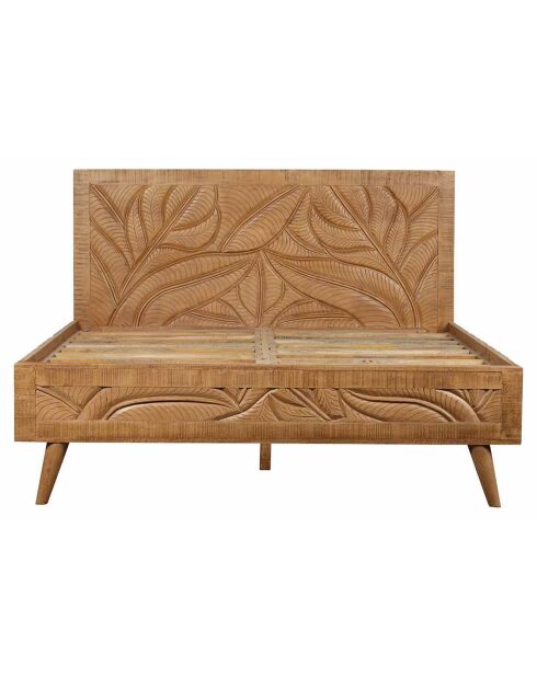 Lit sculpté manguier floria marron - 165x212x110 cm