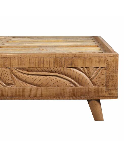 Lit sculpté manguier floria marron - 165x212x110 cm