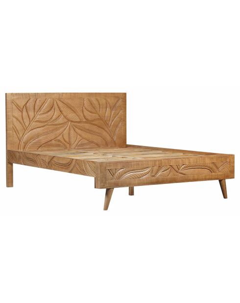 Lit sculpté manguier floria marron - 165x212x110 cm