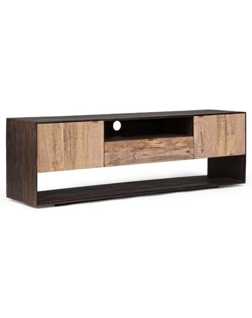 Meuble tv design bois bicolore manguier kabir naturel - 160x40x50 cm