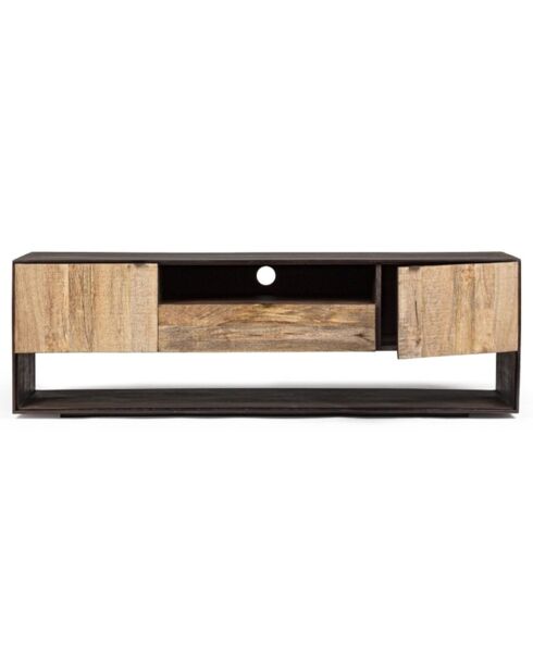 Meuble tv design bois bicolore manguier kabir naturel - 160x40x50 cm