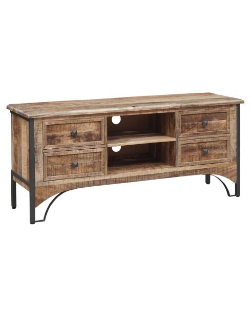 Meuble tv 4 tiroirs manguier pondicherry marron - 145x40x63 cm