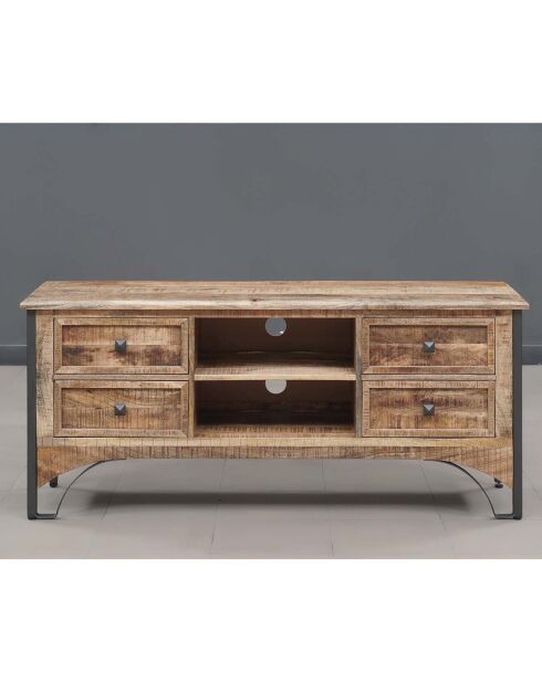Meuble tv 4 tiroirs manguier pondicherry marron - 145x40x63 cm