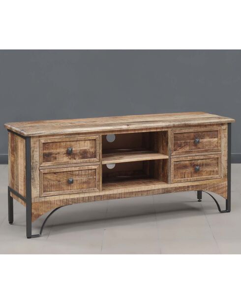 Meuble tv 4 tiroirs manguier pondicherry marron - 145x40x63 cm